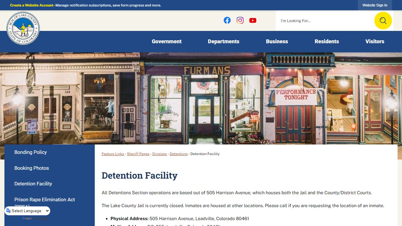 Detention Facility | Lake County, CO